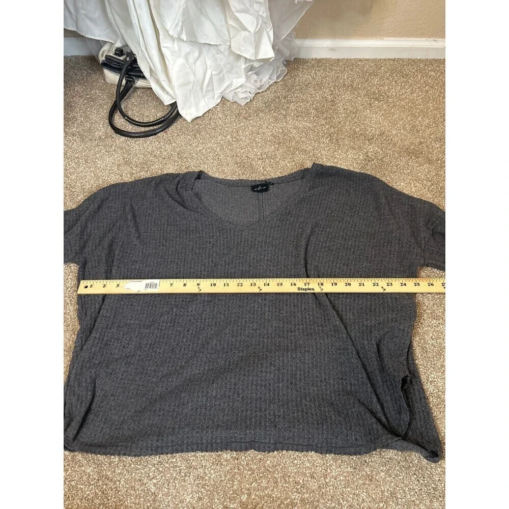 Out from Under Anthropologie waffle knit thermal top blouse SZ M Charcoal gray
